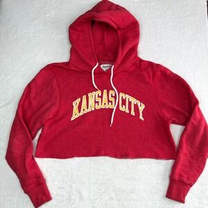 Charlie Hustle Kansas City Cropped Hoodie Red Graphic‎ Sweatshirt Womens Medium